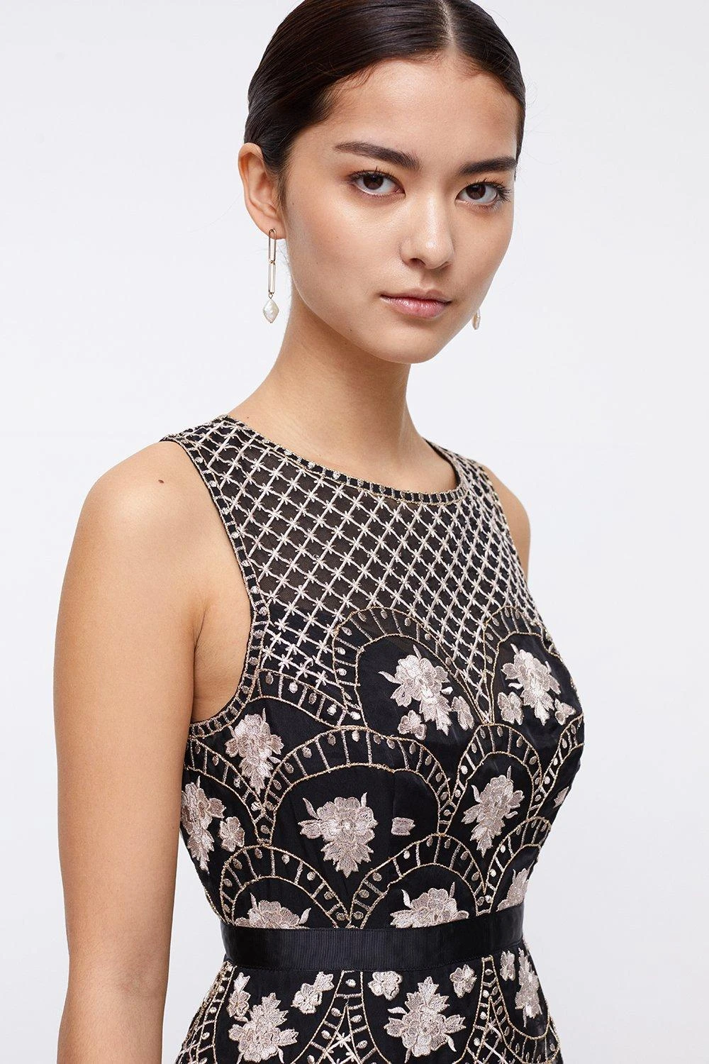 Coast Petite ​Premium Metallic Embroidered Midi Dress - Image 2