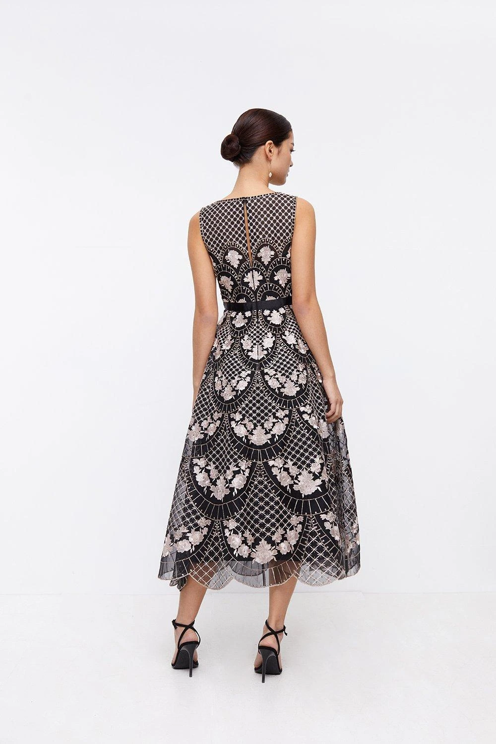 Coast Petite ​Premium Metallic Embroidered Midi Dress - Image 3
