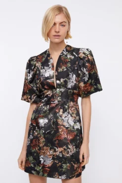 Coast Puff Sleeve Jacquard Mini Dress