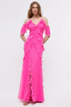 Coast Statement Frill Cold Shoulder Open Back Dress