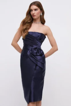 Coast Twill Bow Midi Pencil Dress