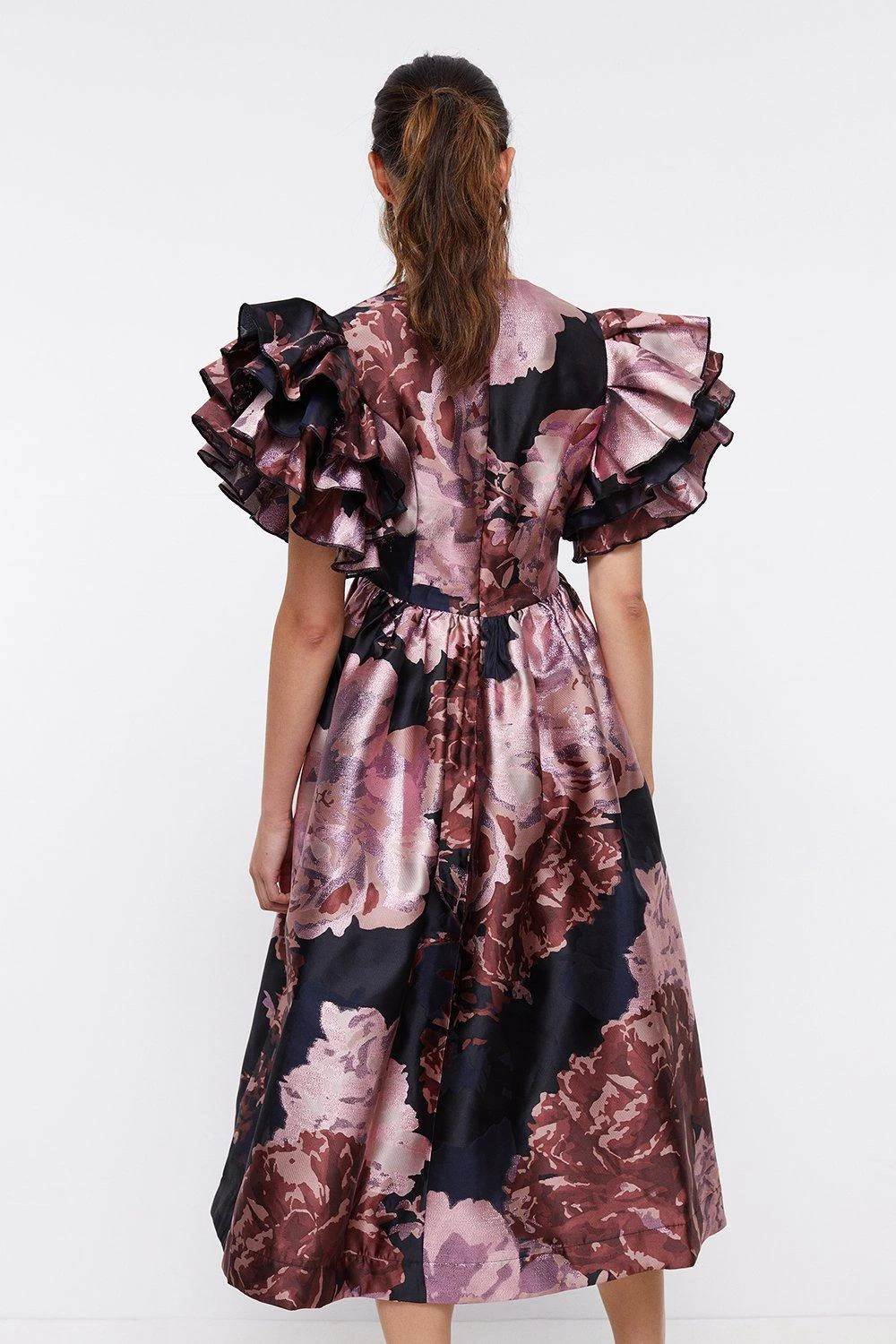 Coast Mega Ruffle Premium Jacquard Midi Dress - Image 3