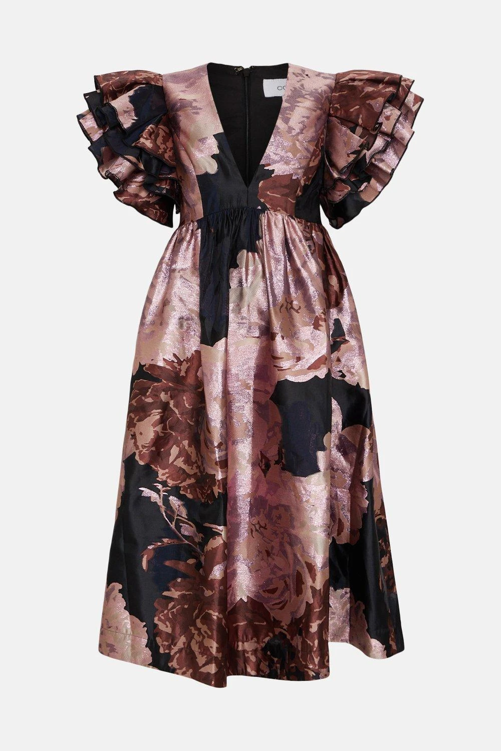 Coast Mega Ruffle Premium Jacquard Midi Dress - Image 4