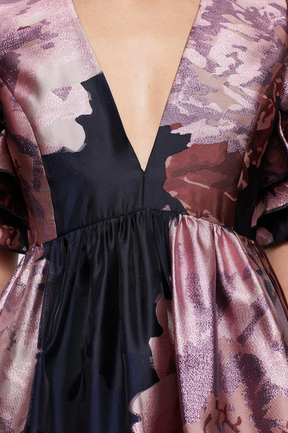 Coast Mega Ruffle Premium Jacquard Midi Dress - Image 5