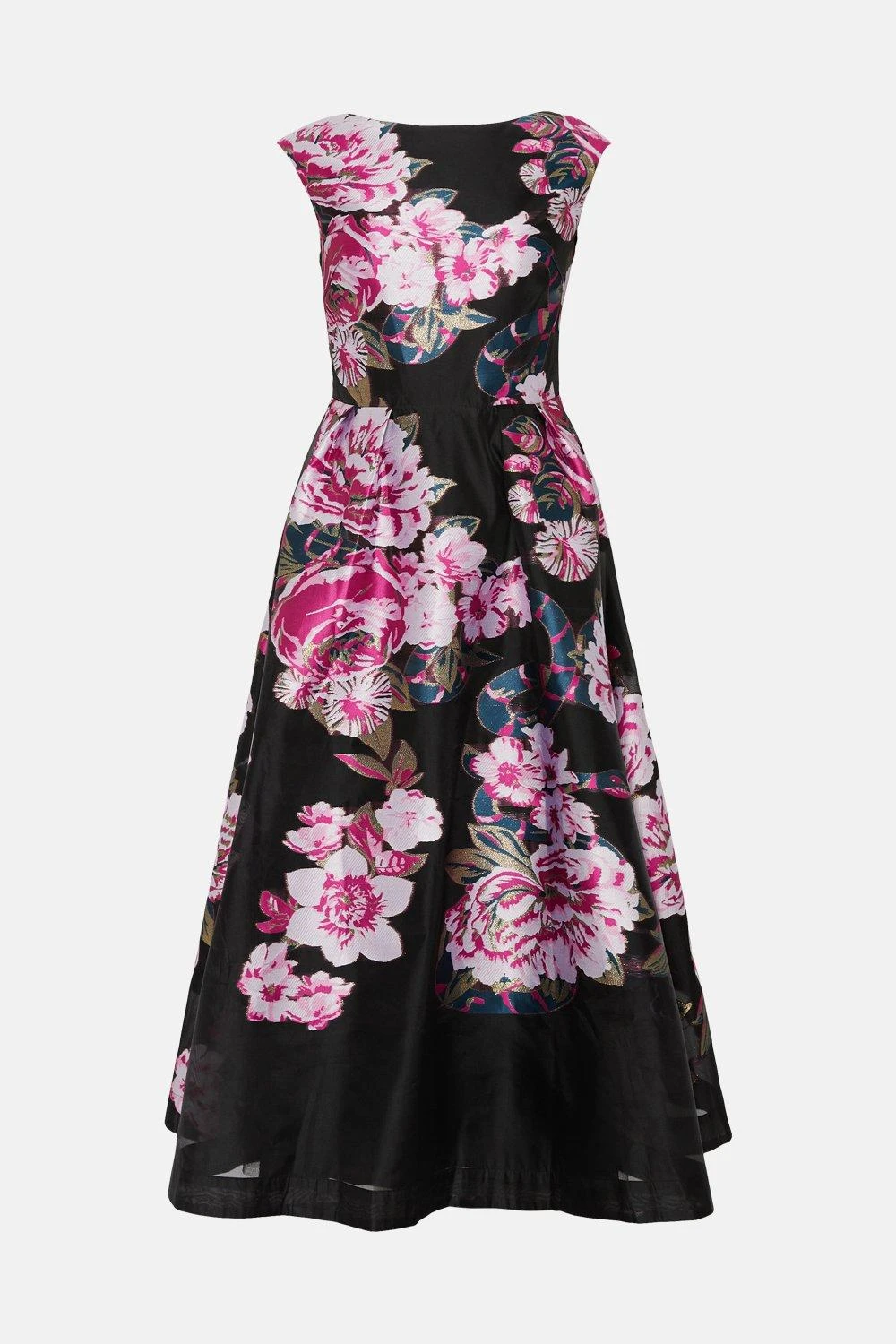 Coast Premium Metallic Floral Jacquard Midi Dress - Image 4