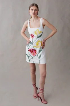 Coast Hand Embellished Floral Pencil Mini Dress