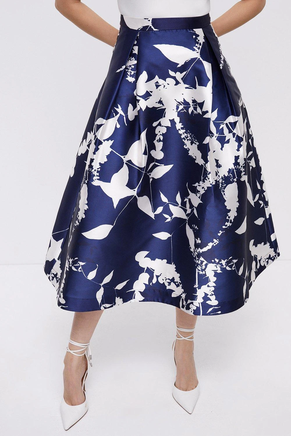 Coast 2 In 1 Midi Dress With Twill Skirt & Crepe Bodice - Image 2