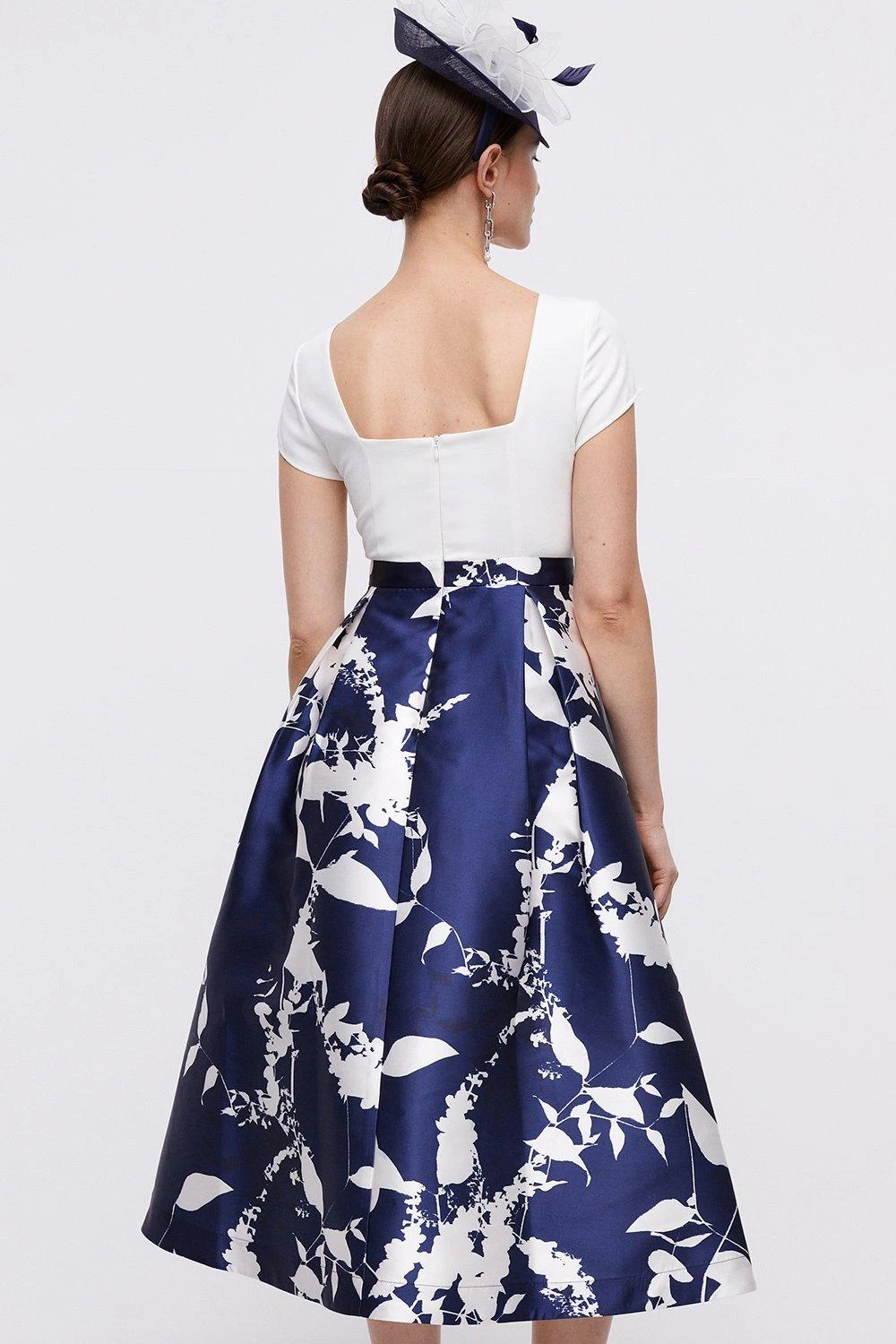 Coast 2 In 1 Midi Dress With Twill Skirt & Crepe Bodice - Image 5