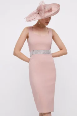 Coast Pencil Dress With Diamante Trim Waist