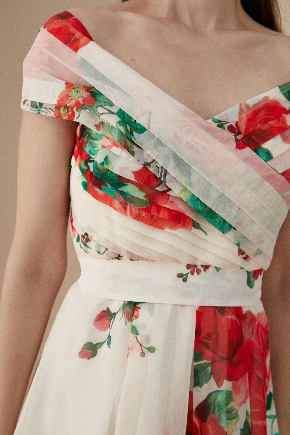 Coast Lisa Tan Bardot Dress In Organza - Image 2