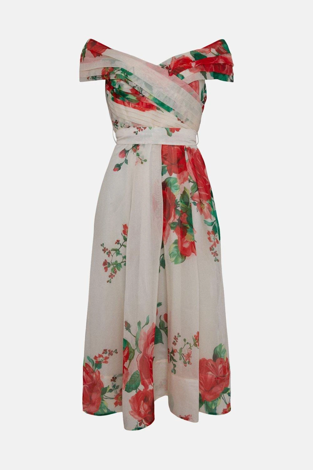 Coast Lisa Tan Bardot Dress In Organza - Image 4