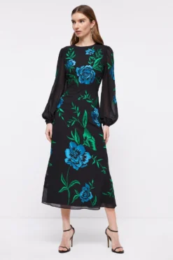 Coast Blooming Marigold Embroidered Midi Dress
