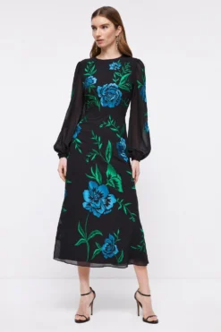 Coast Petite Blooming Marigold Embroidered Dress