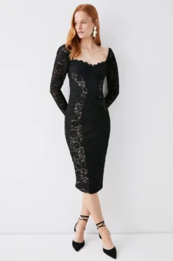 Coast Lace Bodycon Dress With Seams