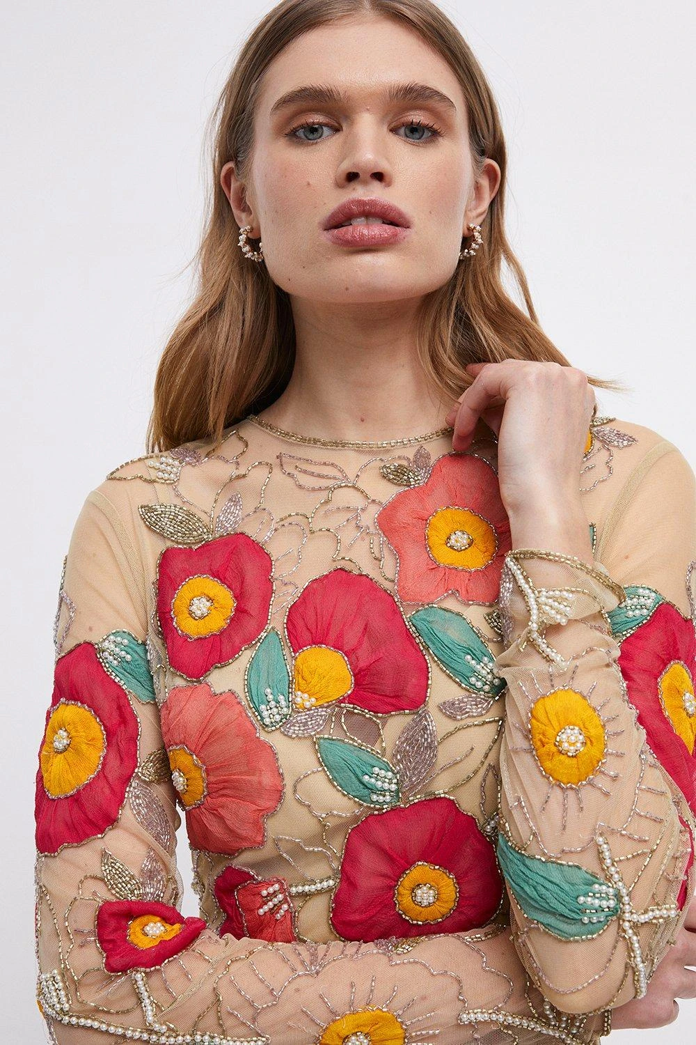 Coast Premium Hand Embellished Chiffon Floral Mini Dress - Image 2