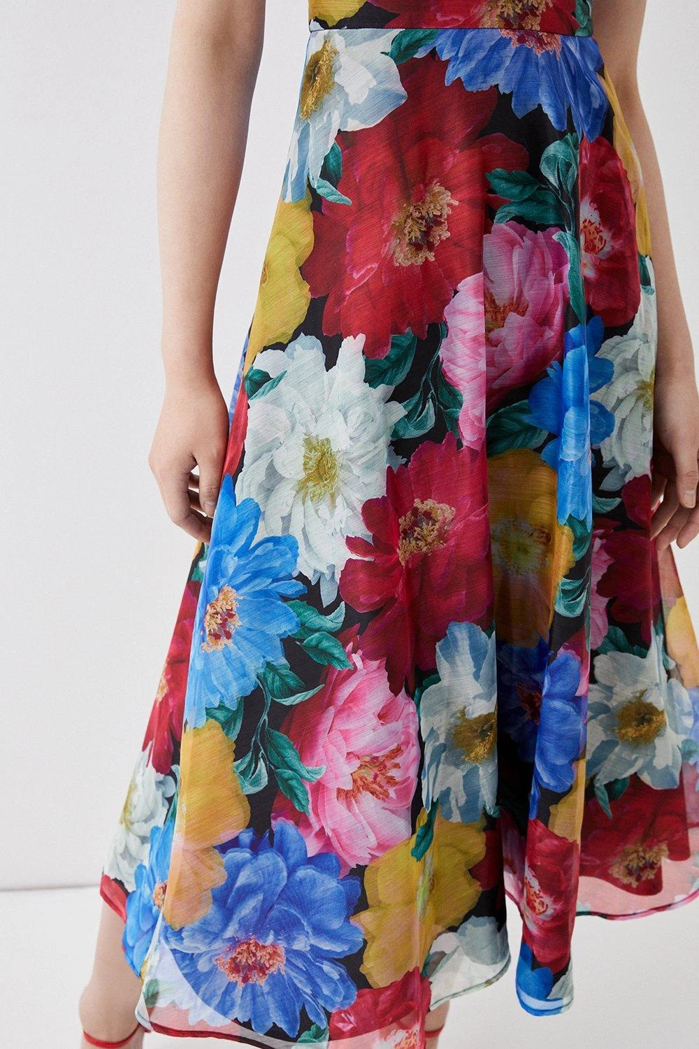 Coast Organza Floral Bardot Ruched Bodice Midi Dress - Image 2