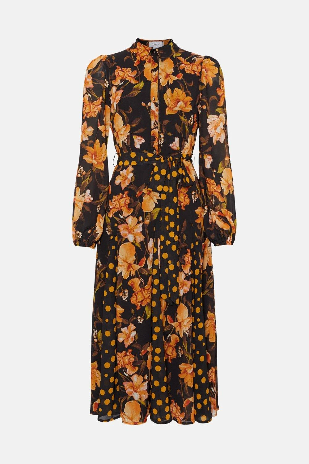 Coast Contrast Godet Printed Shirt Dress - Image 4