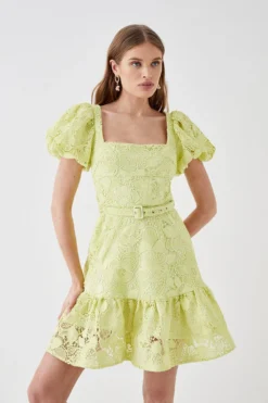 Coast Square Neck Lace Mini Dress