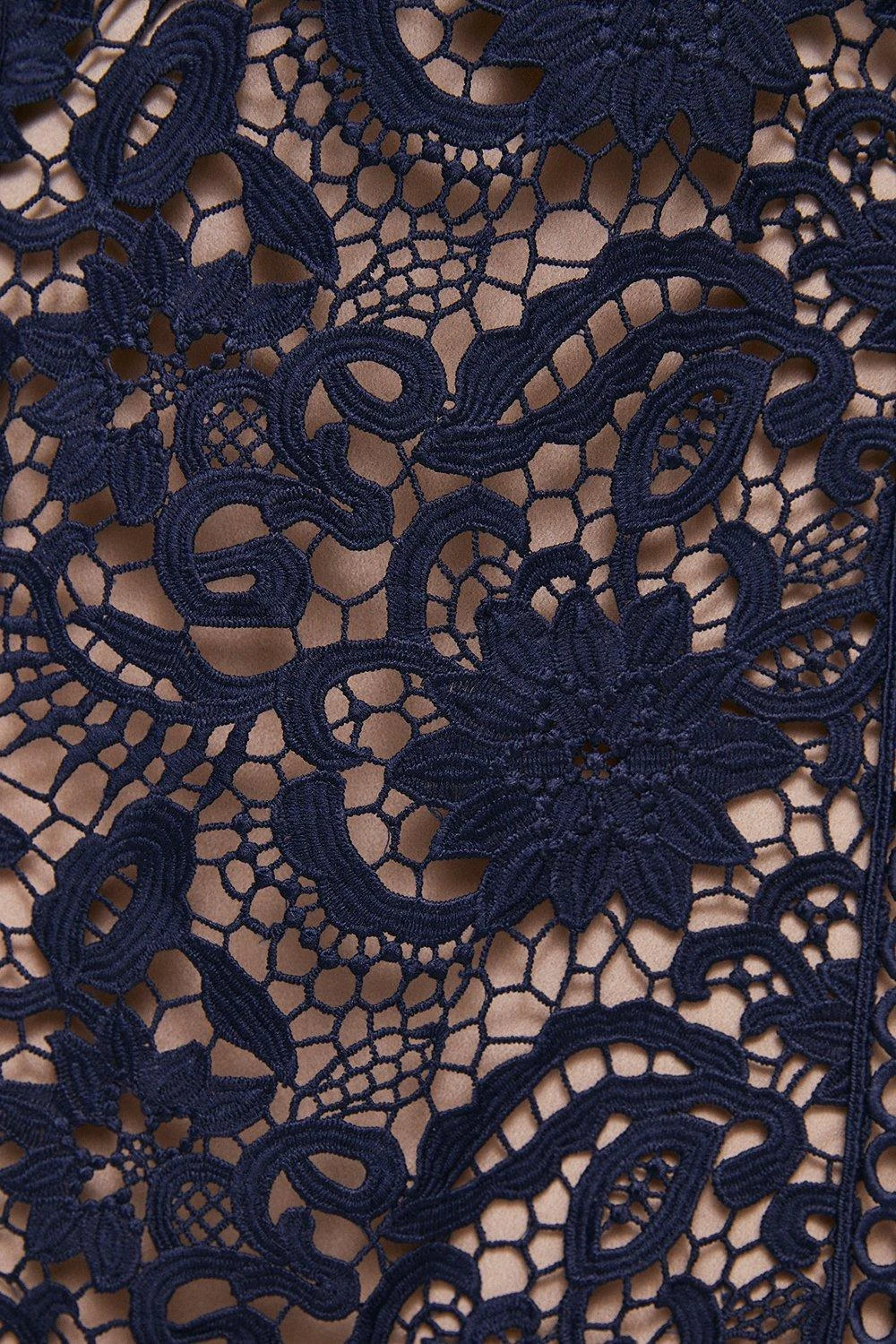 Coast Lace Pencil Dress With Dip Hem & Peplum - Image 6