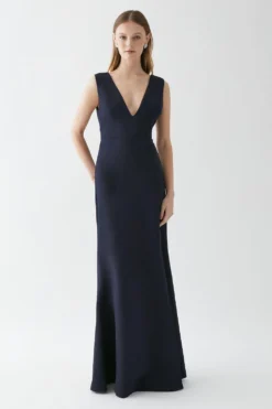 Coast Clean Plunge Split Hem Bridesmaids Maxi Dress
