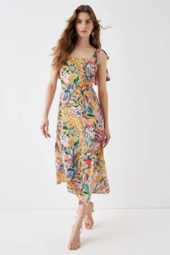 Coast Alexandra Farmer Tie Shoulder Midi Dress