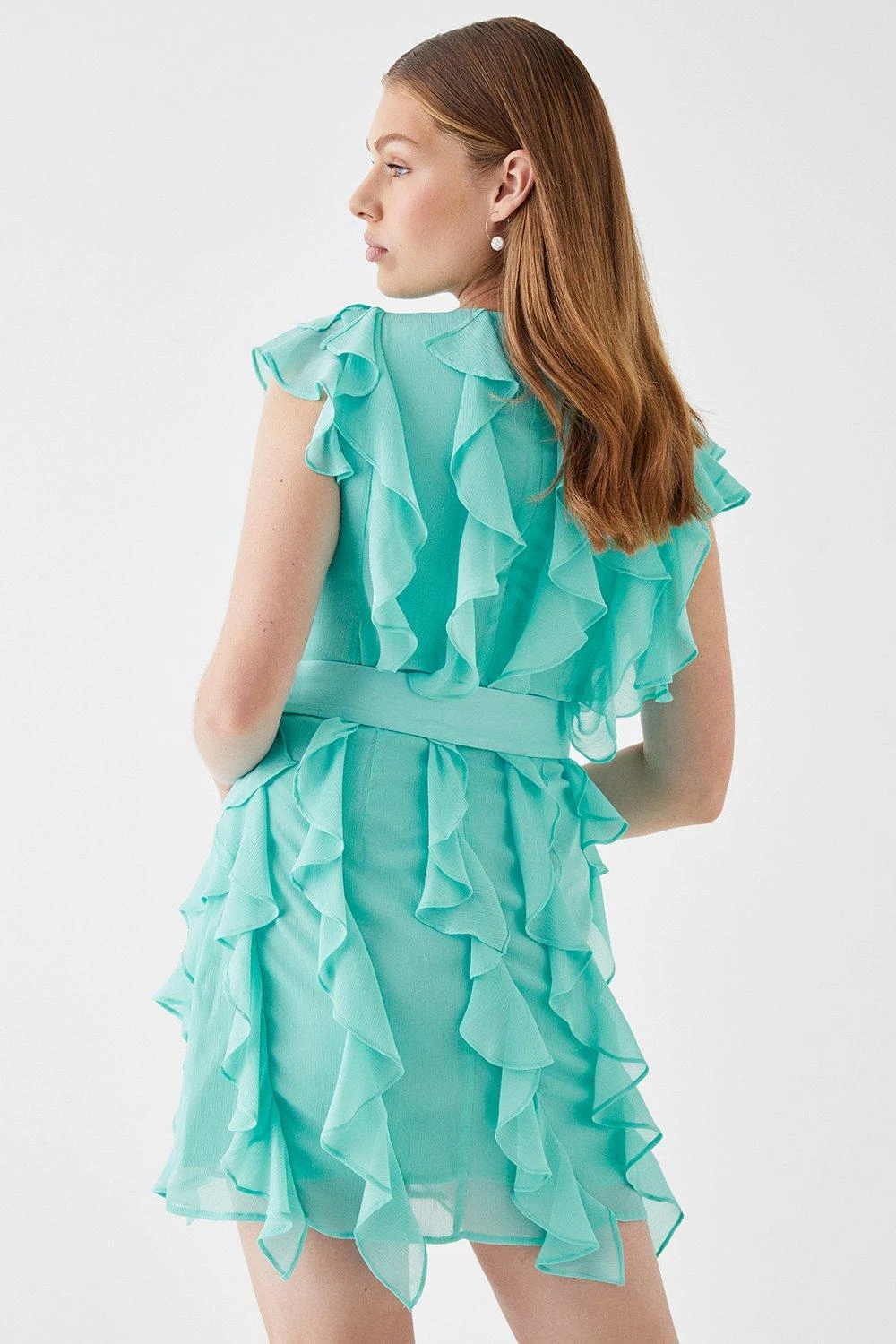 Coast Ruffle Chiffon Belted Mini Dress - Image 3