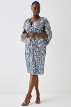 Coast Plus Size Cape Back Embellished Midi Dress