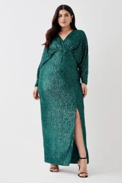 Coast Plus Size Sequin Cross Front Maxi Dress