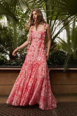 Coast Alexandra Farmer 3d Floral Structured Bodice Maxi Dress