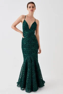 Coast Petite Plunge Neck Bodycon Fishtail Maxi Dress