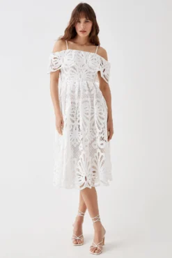 Coast Bardot Lace Midi Dress