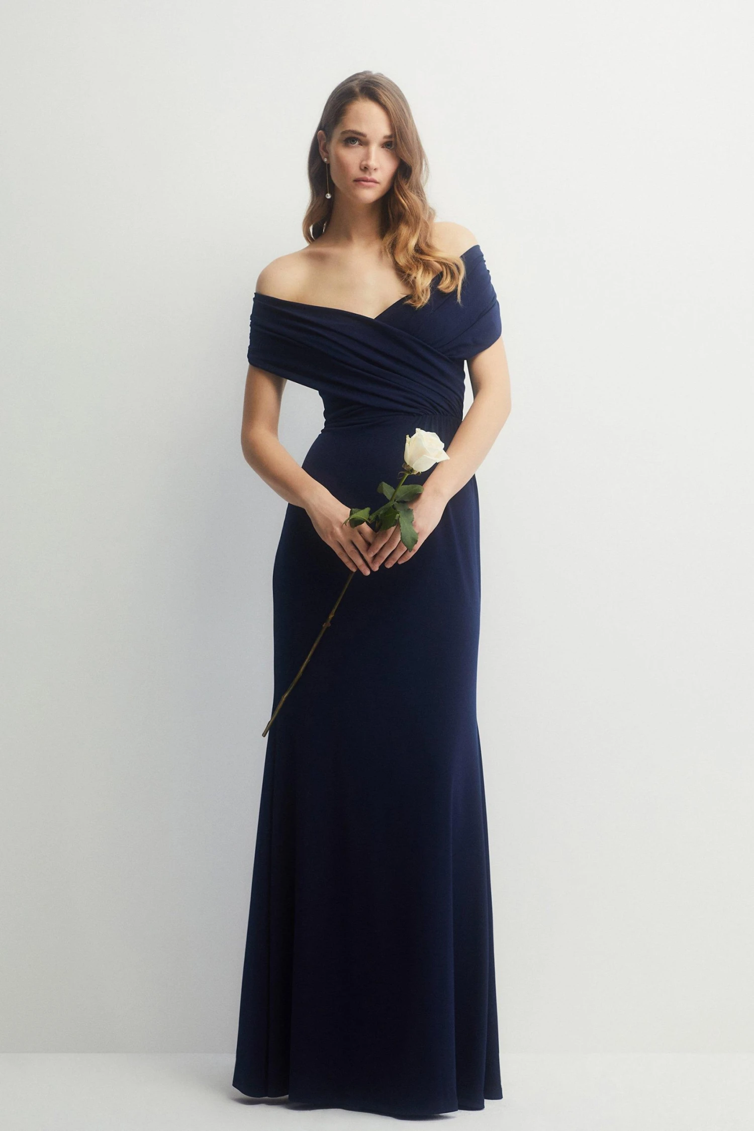 Coast Petite Ruched Bardot Fishtail Slinky Jersey Bridesmaids Maxi