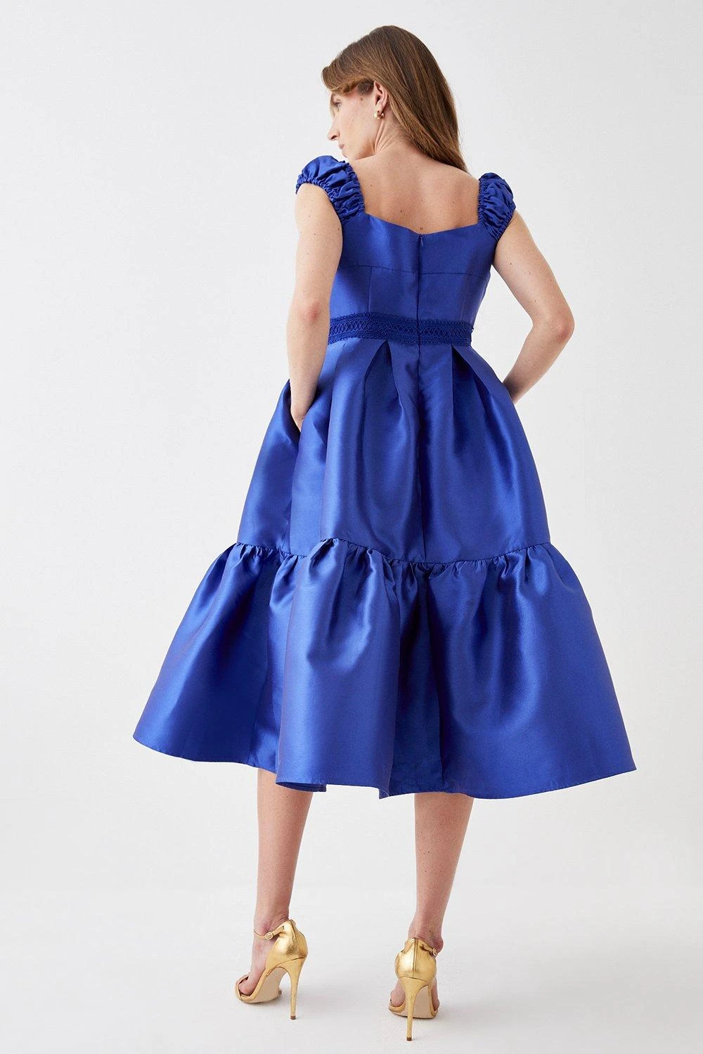 Coast Lace Trim Twill Midi Dress - Image 3