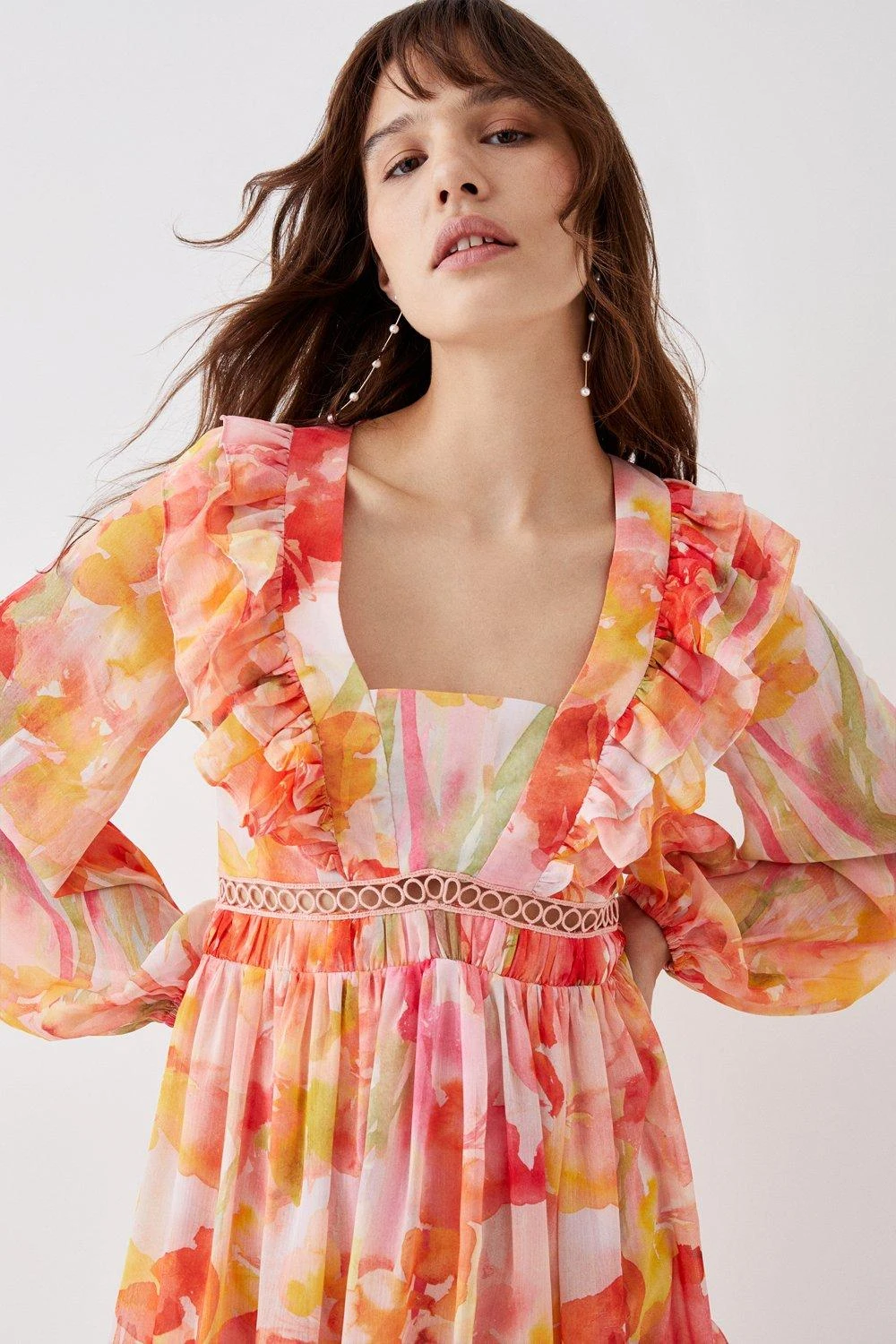 Coast Printed Tie Back Ruffle Detail Mini Dress - Image 2