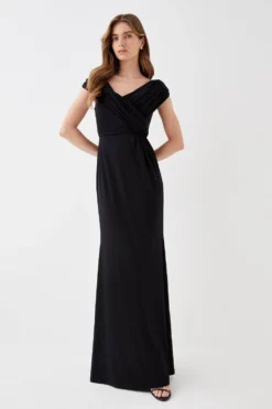 Coast Ruched Bardot Fishtail Slinky Jersey Gown