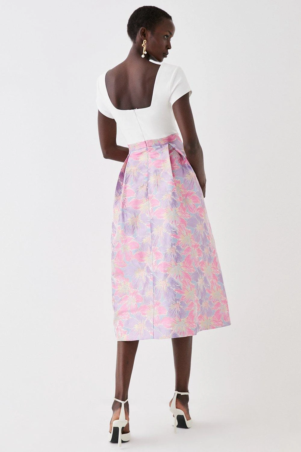 Coast 2 In 1 Midi Dress With Ponte Top & Jacquard Skirt - Image 3