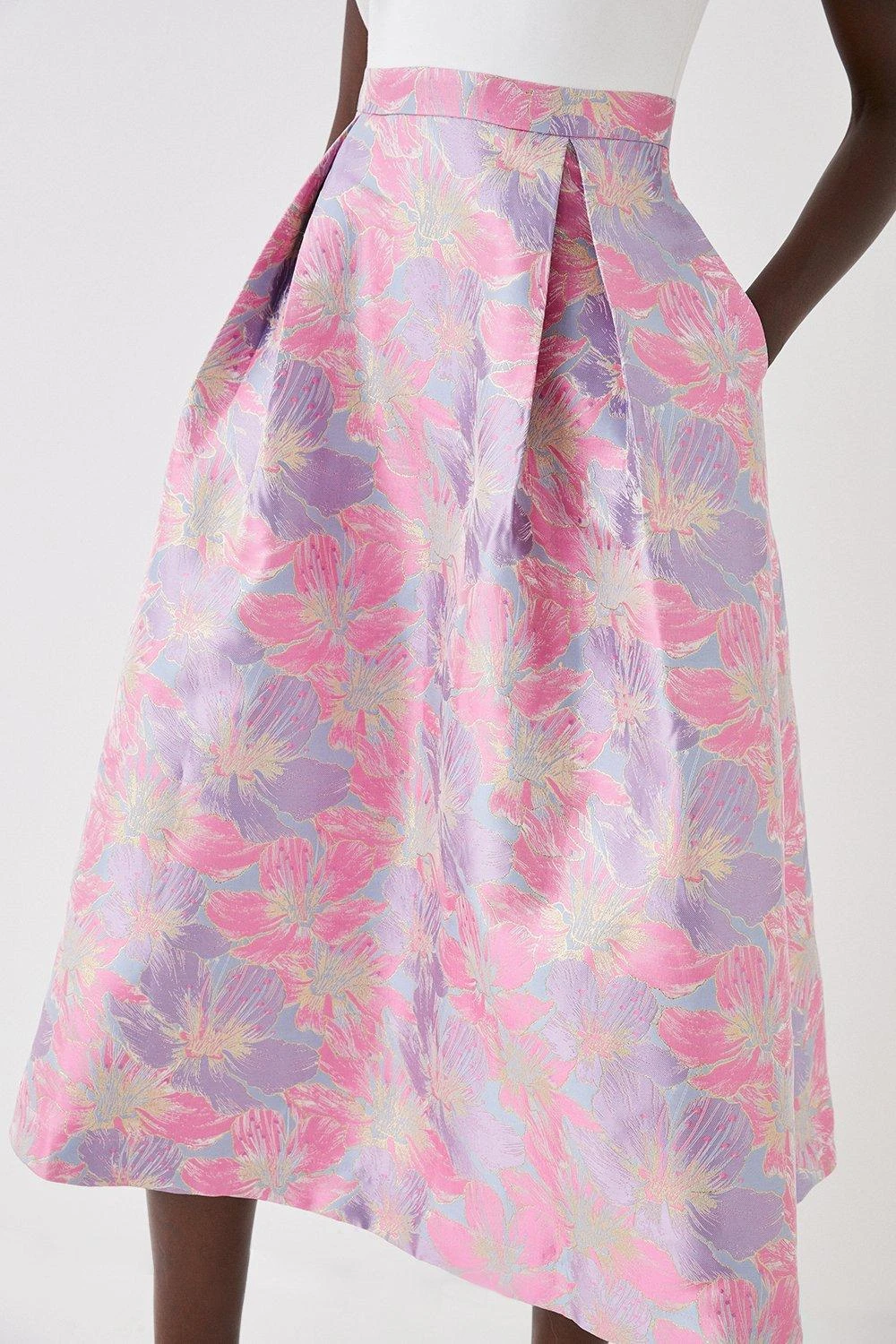 Coast 2 In 1 Midi Dress With Ponte Top & Jacquard Skirt - Image 4