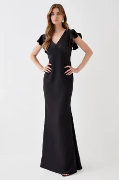 Coast V Neck Ruffle Sleeve Maxi Dress