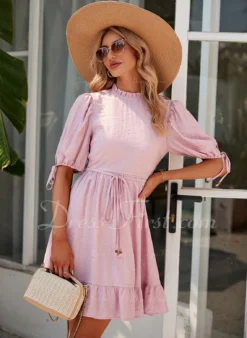 Scoop Casual A-line Cotton Blends Mini Dresses